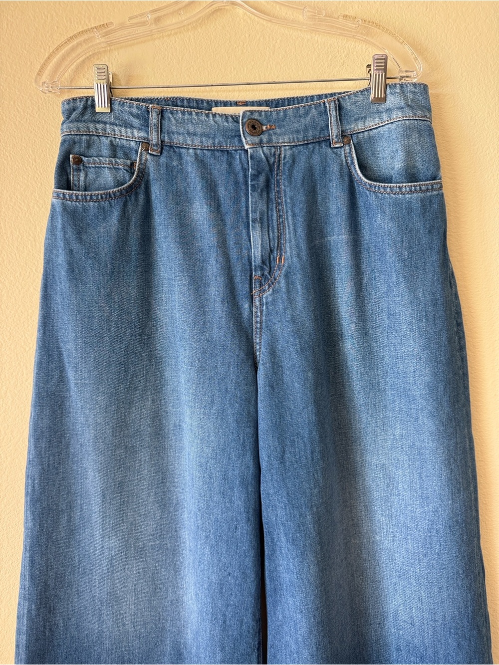 Weekend Max Mara 100% Cotton Wide Leg Denim Pants - Picture 6 of 12